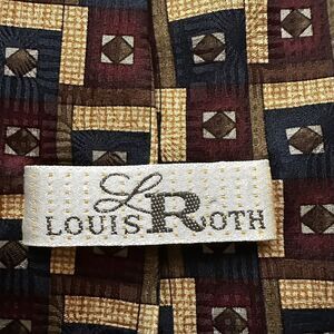 Louis Roth Necktie Hand Made Silk Multicolor Abstract Geometric